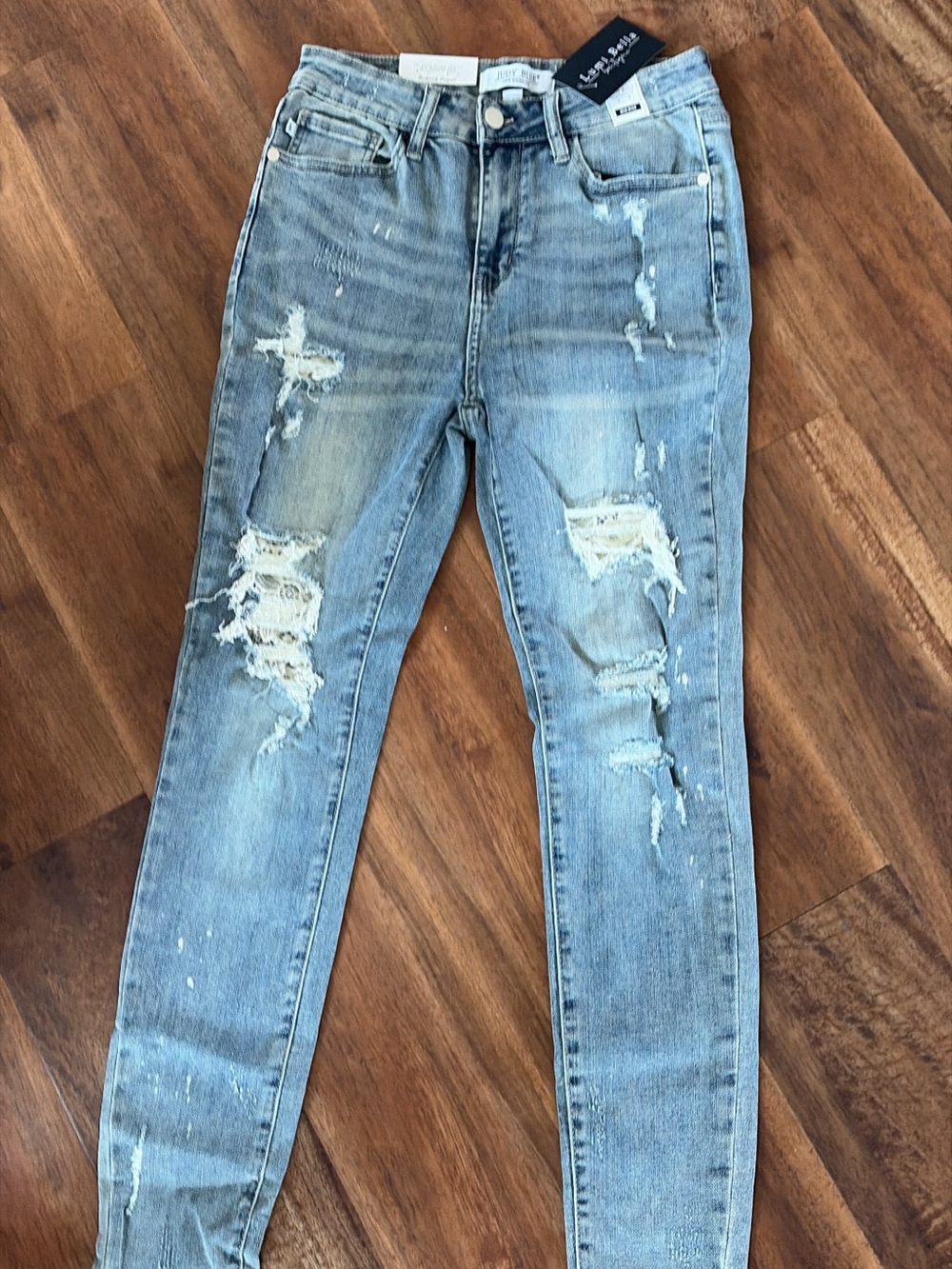 Judy Blue Light Blue Distressed Skinny Jeans
